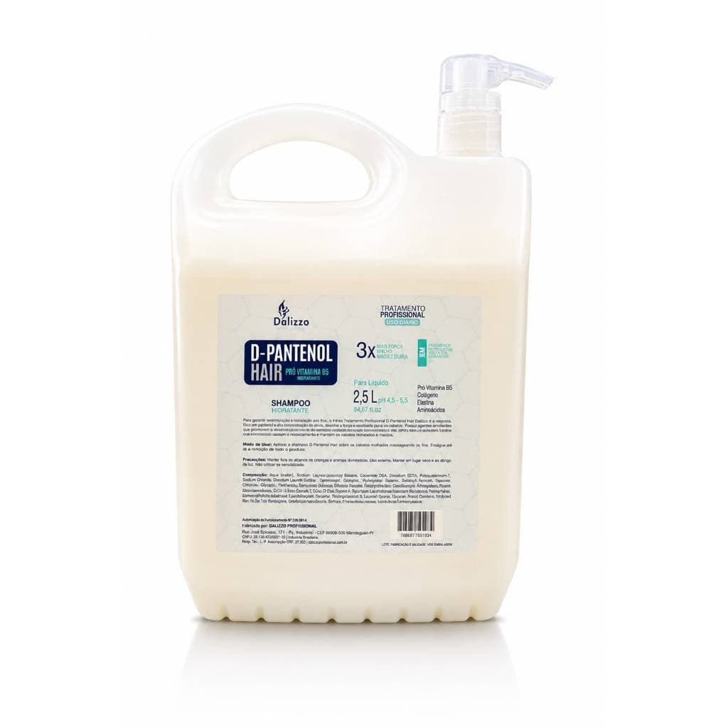 Shampoo Hidratante D-Pantenol Hair 2,5L Galão Profissional Sem Sal Pró Vitamina B5 Colágeno Força brilho Auto rendimento