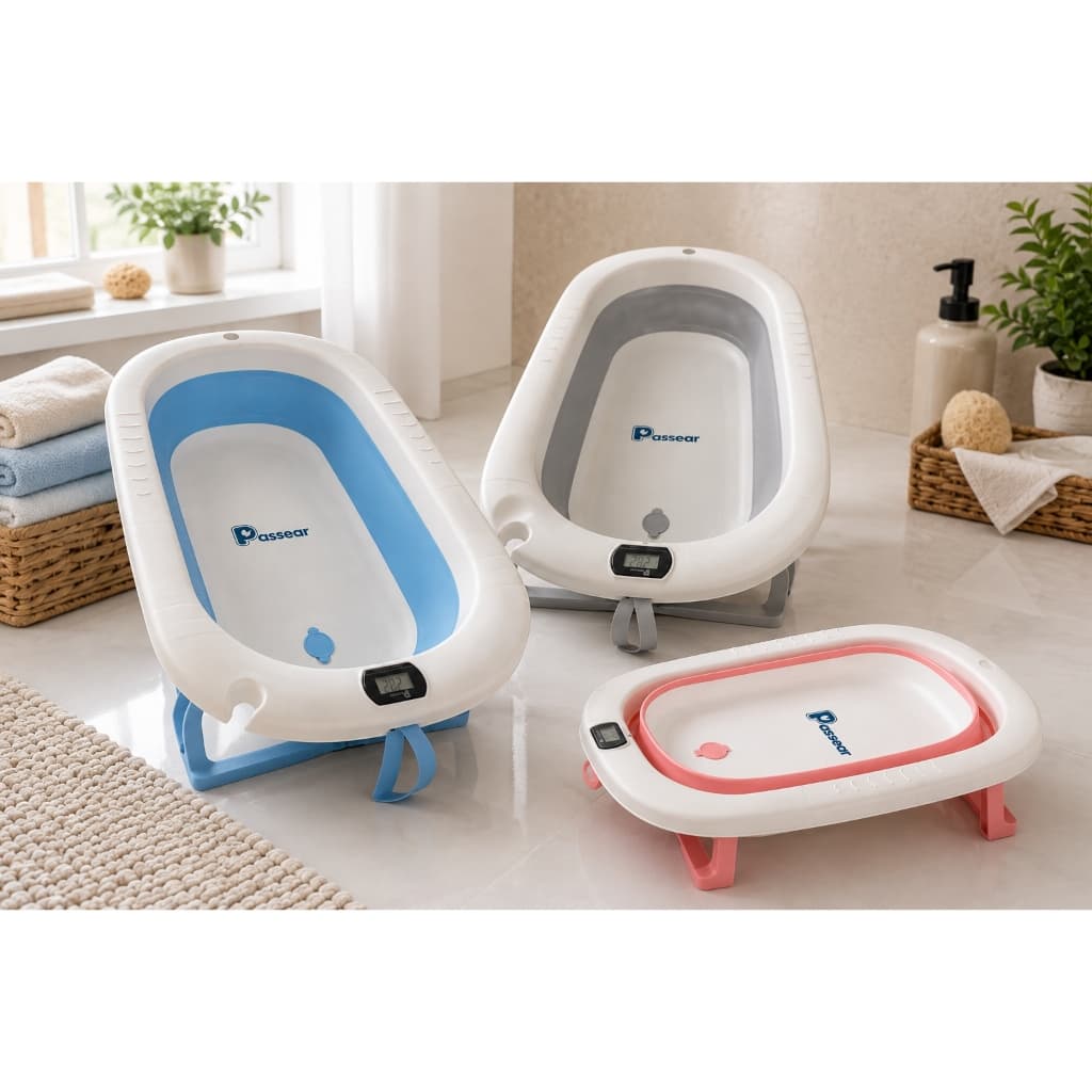 BANHEIRA DE BANHO PARA BEBÊ DOBRÁVEL E RETRATIL COM TERMOMETRO SPLASH PASSEAR