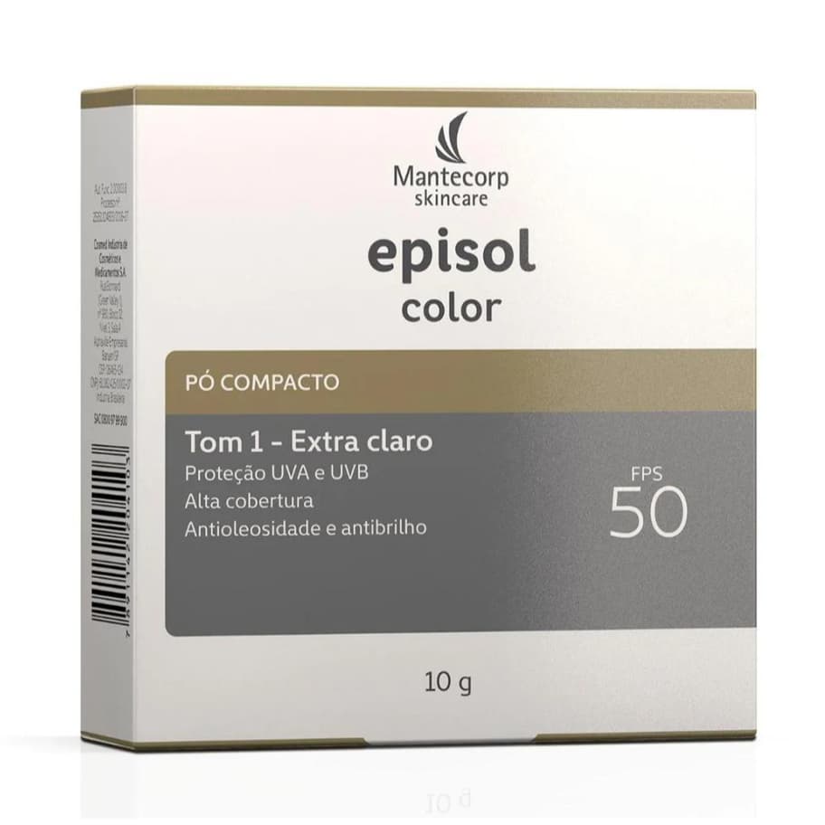 Protetor Solar Facial Episol FPS 50 Tom 1Extra claro Pó Compacto 10g