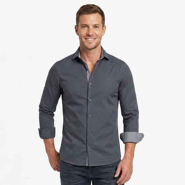 Camisa Social Masculina Amil Manga Longa Slim Sem Bolso Com Elastano