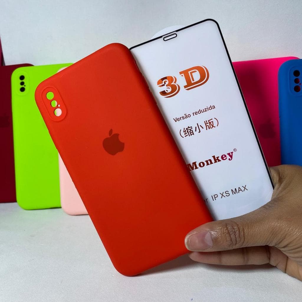 Capa Iphone XS MAX Câmera Fechada + Película 3D Kit Capinha Protetora Celular Silicone