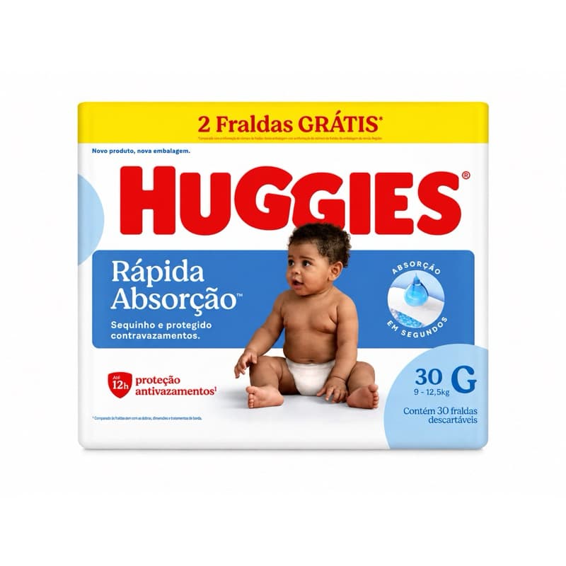 Fraldas Descartáveis Huggies Tripla Proteção XG - Secagem Rápida e Conforto 66 Unidades