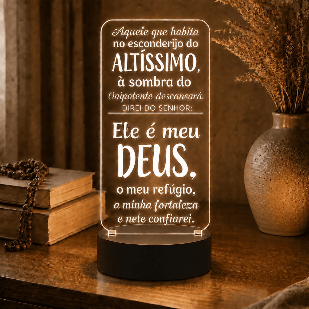 Luminária Led 3d | Salmo 91 Deus Biblía | Abajur Presente Criativo Decoração Multicores