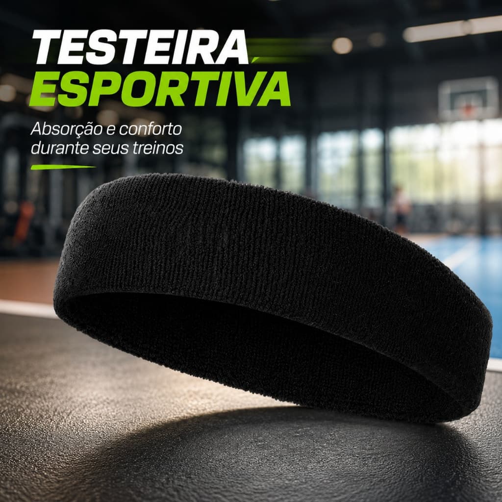 Testeira Faixa de Testa Headband Anti Suor Cabelo Esporte Corrida Tênis