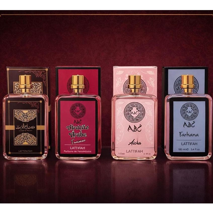 Kit 4 Perfumes Arabes Femininos 100ml Atracao EDP Spray Longa Duracao Importado Doce Marcante