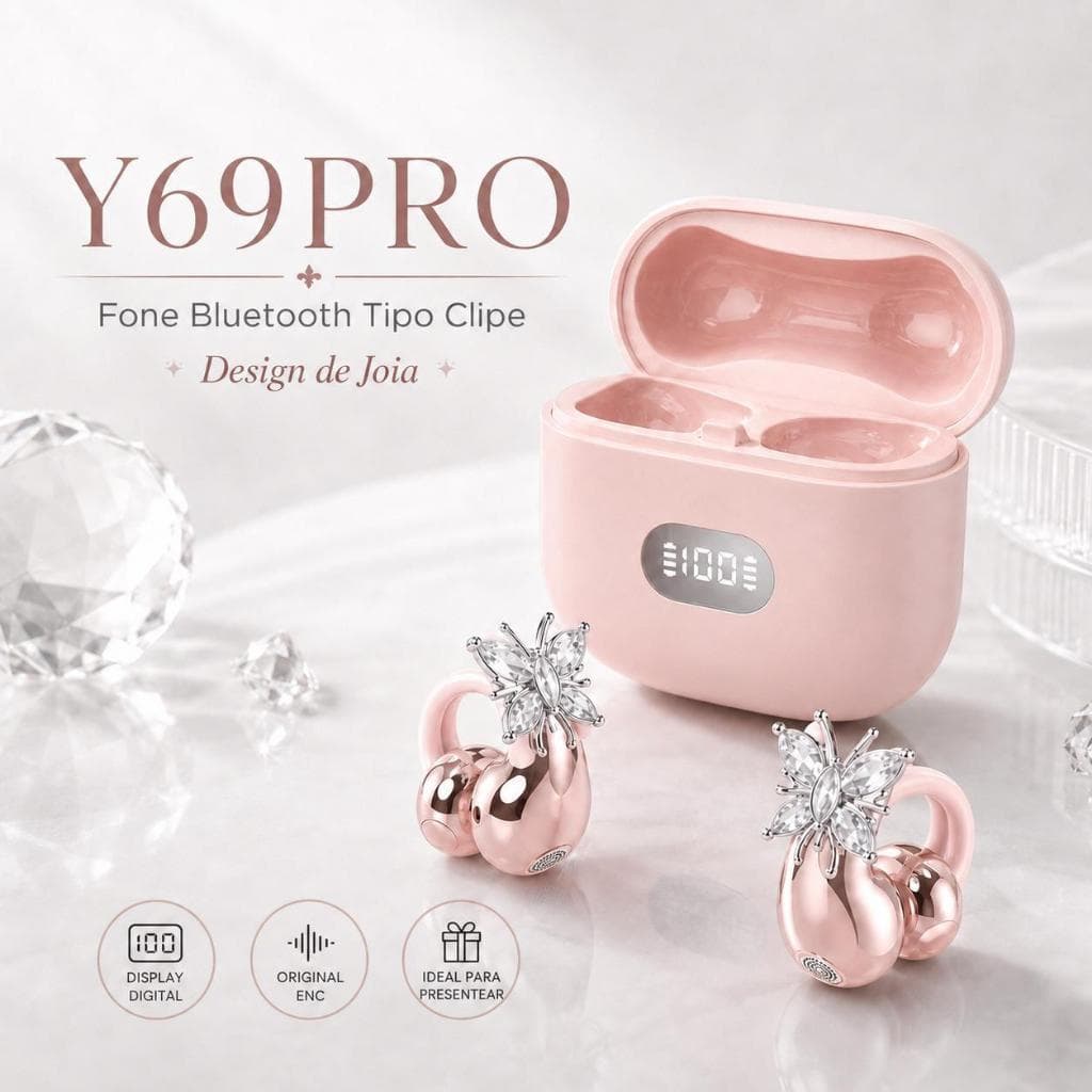 2026 Novo Y69PRO Pingente de borboleta removível Fones de ouvido Bluetooth sem fio fones de ouvido esportivos com clipe