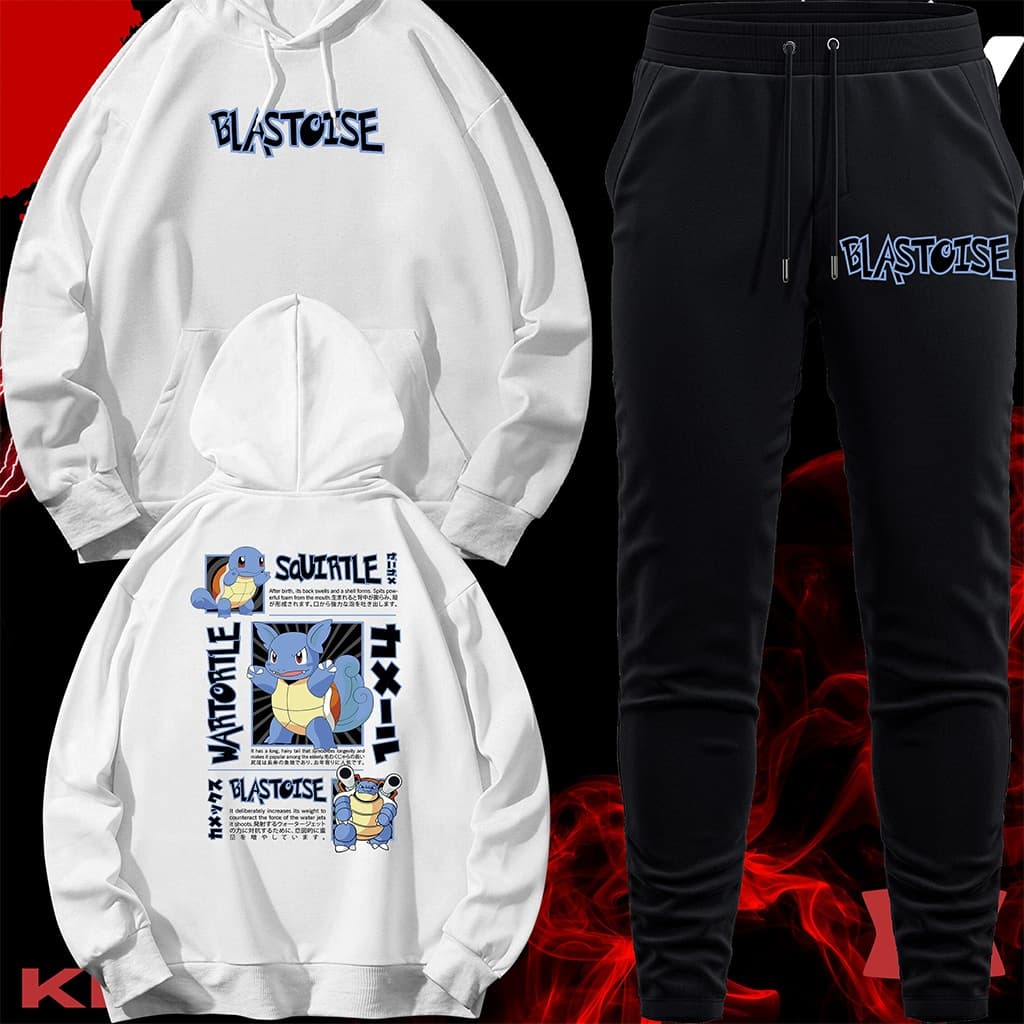 Conjunto Moletom Unissex Adulto Blusa de Frio Canguru e Calça Personalizada Estampa BLAISTOISE EVOLUÇOES