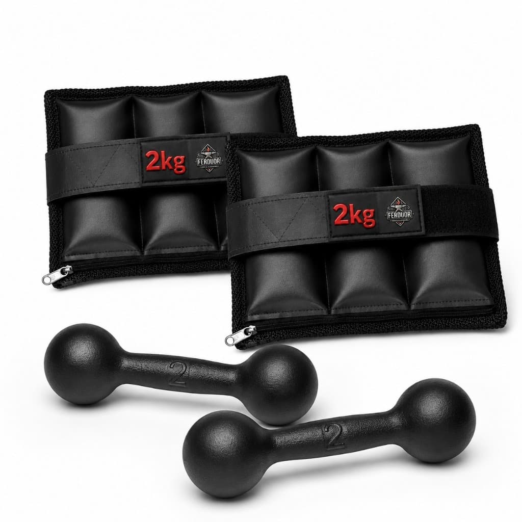 Kit 4 Em 1 + 2 Caneleiras 2 De 2kg + 2 Halteres De 2kg Musculação Academia Treino Peso Fitness Gym Exercícios Ferduor