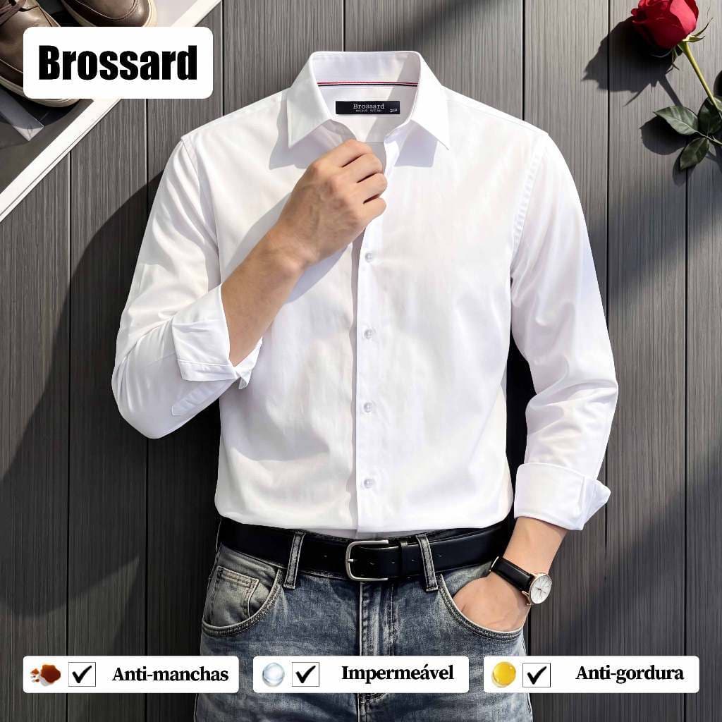 Camisa Social Masculina Manga Longa Premium Slim Não Amassa Impermeável, Para Calça Social e Jeans