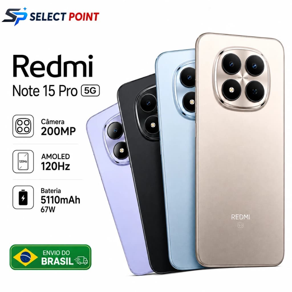 Smartphone Xiaomi Redmi note 15 Pro 5G 256GB 8GB RAM Tela 120Hz Câmera Alta Resolução Dual SIM