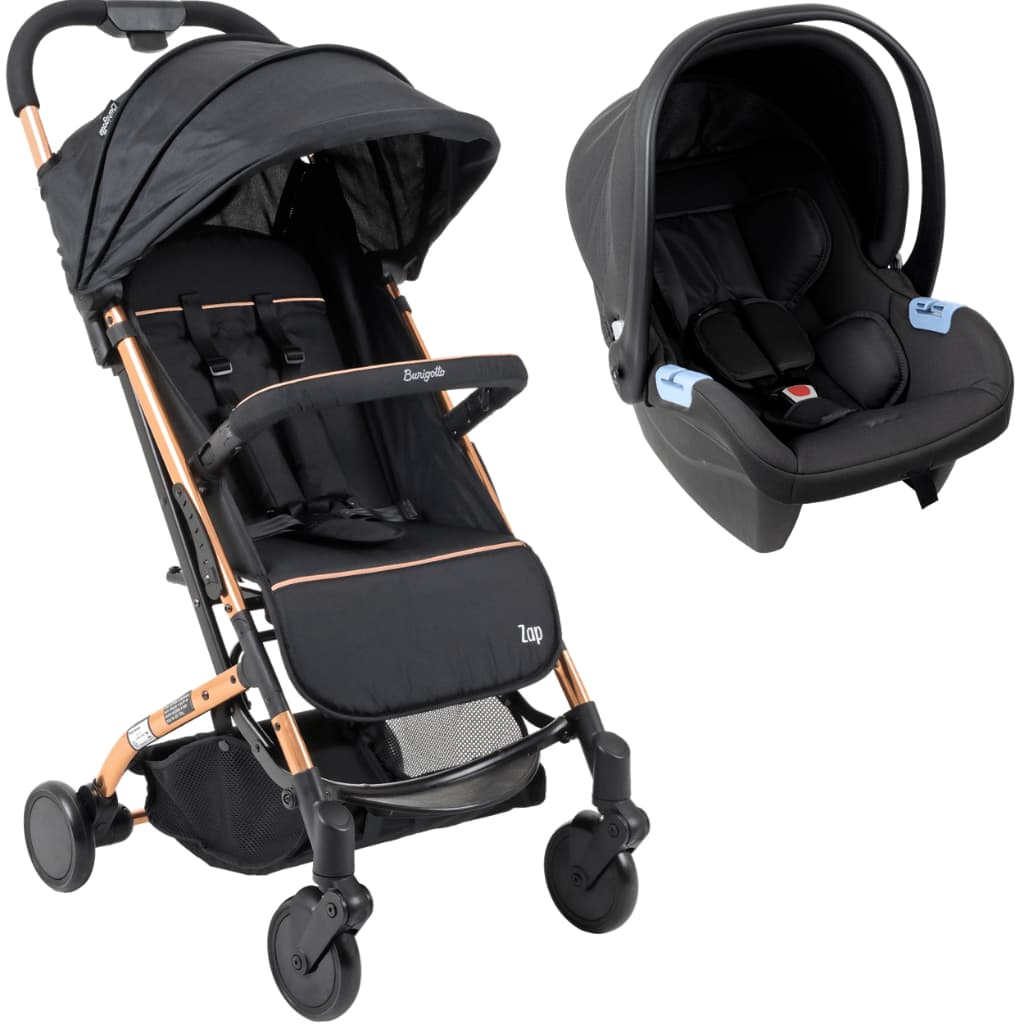 Carrinho de Bebe com Bebe Conforto Burigotto - Zap Metal Cobre Dobravel