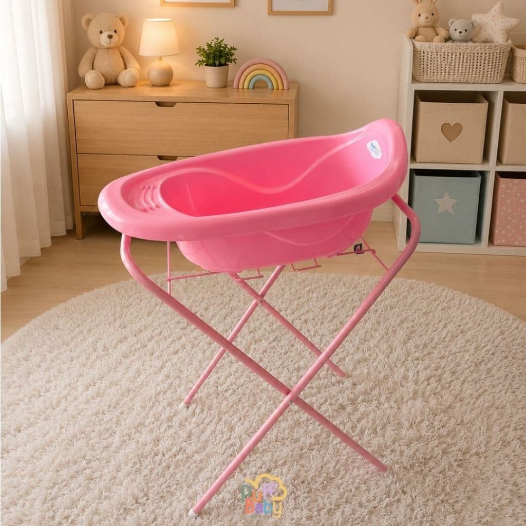 Kit Banho bebe Banheira com Suporte Desmontavel e Resistente com pés anti derrapantes