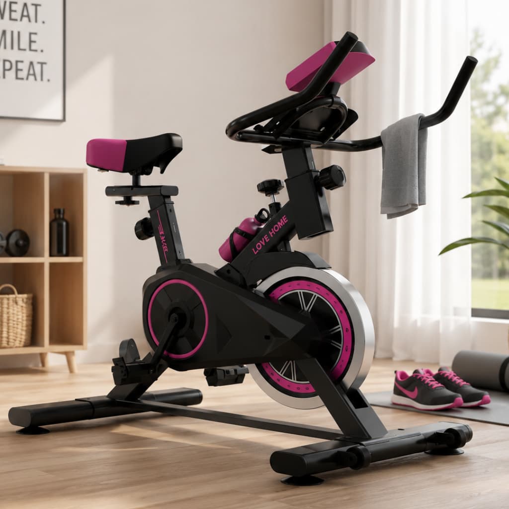 Bicicleta Ergométrica Spinning Fitness Ajustável Silenciosa Com Suporte Para Celular Até 120kg