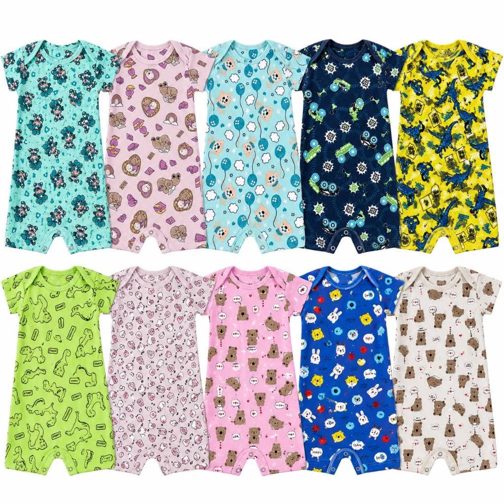 Kit 3 Peças Macacão Roupa De Bebê Body Menina Animado Estampado Enxoval