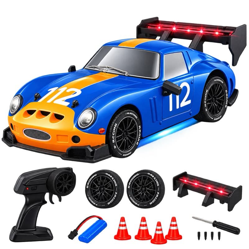 Carrinho Controle Remoto Drift Recarregável Carro Corrida Esportivo Com Luz LED Brinquedo Infantil