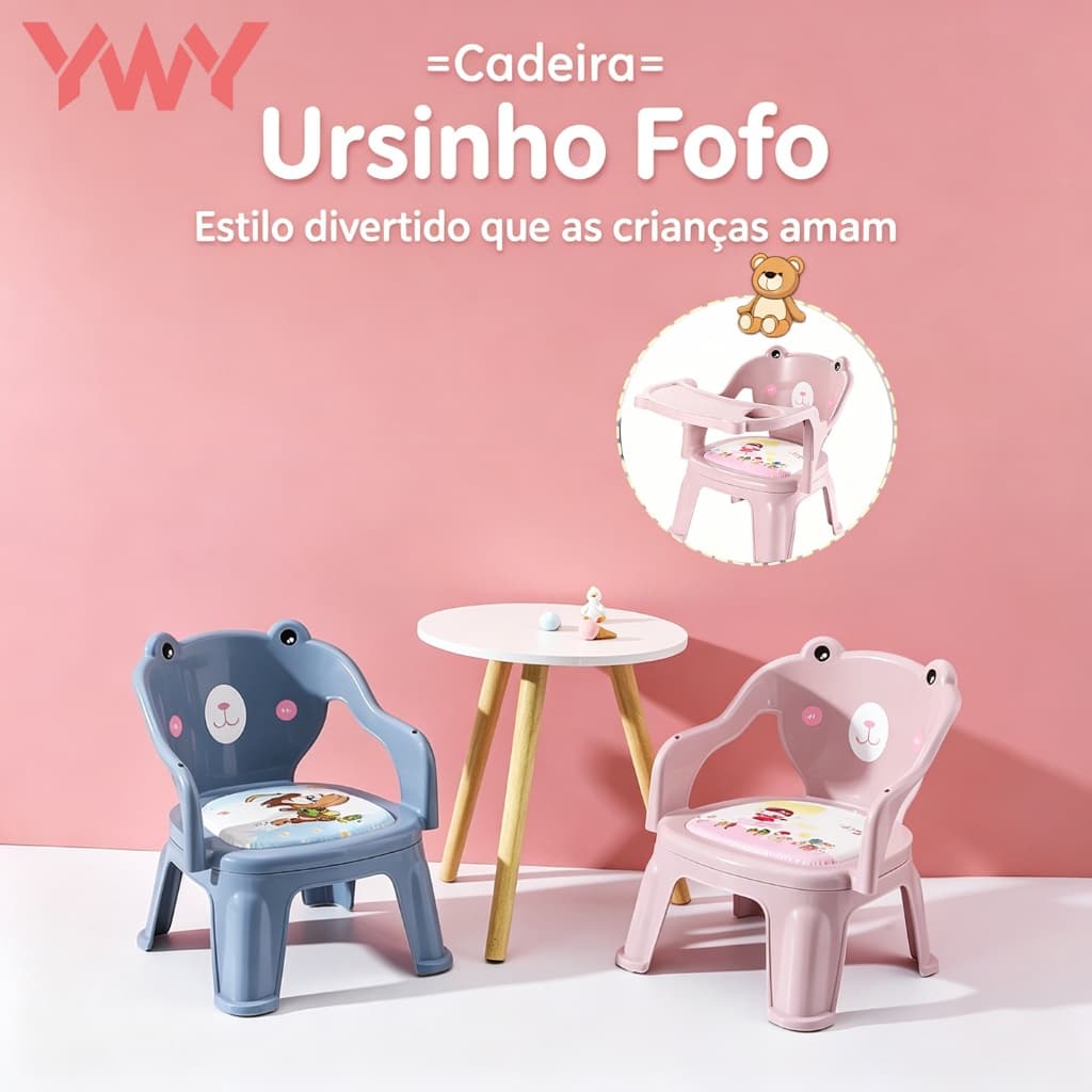 Cadeira Infantil KODI 3 em 1 Bebê Alimentação Brincadeira Desenho Bandeja Removível 75kg P3