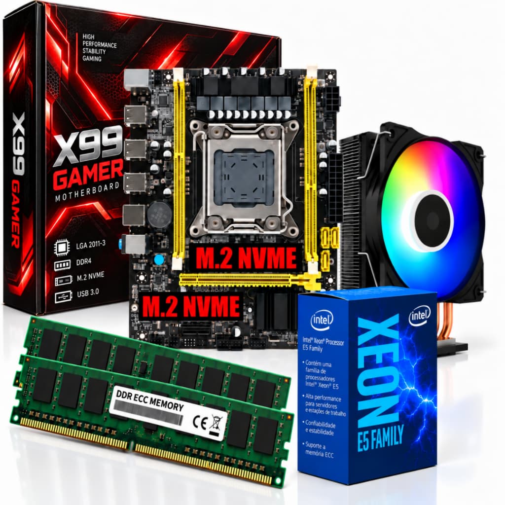 Kit Upgrade Gamer - Intel Xeon E5 24 Núcleos + Placa Mãe X99 + 64GB RAM DDR4
