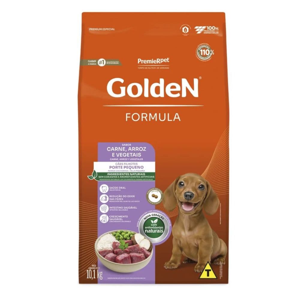 Ração Para Cachorros Filhotes Mini Bits Carne 10,1kg Golden