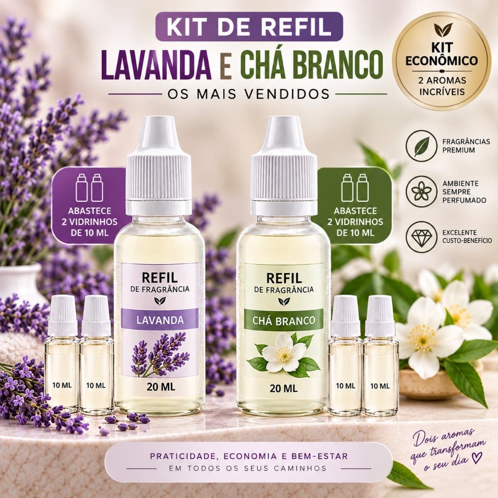 REFIL E KIT PARA DIFUSOR DE CARRO 20 ML/CHEIRINHO DE CARRO -COMPATÍVEL COM DIVERSOS DIFUSORES - LINHA PREMIO