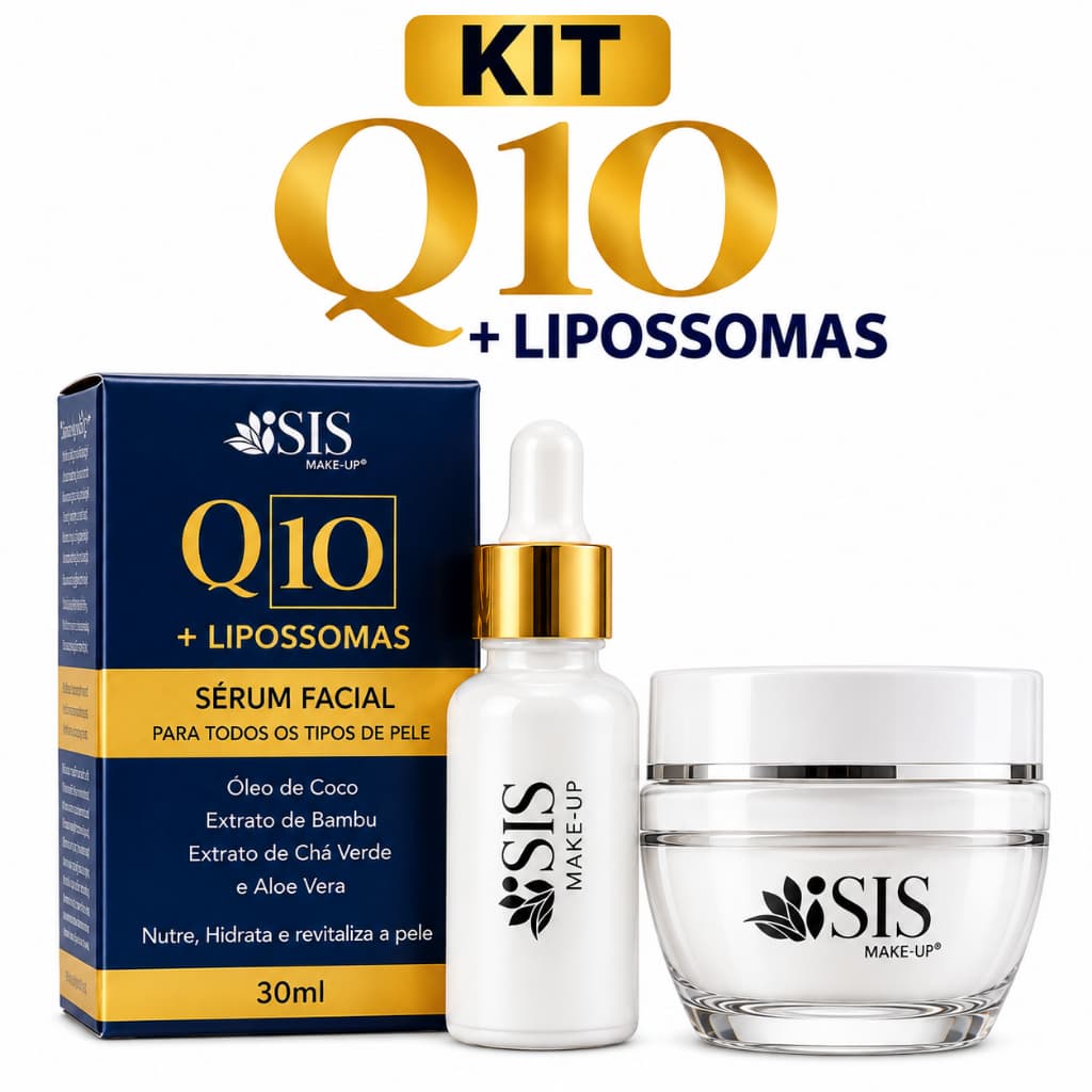 Kit Creme Facial Q10 Antissinais Anti-idade Lipossomas Óleo Coco Chá Verde Bambu