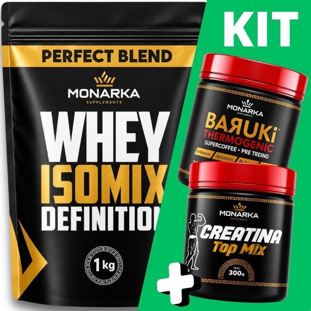Whey Protein Isolado Concentrado 1kg + Creatina Monohidratada 300g + Pré-Treino Termogênico 200g