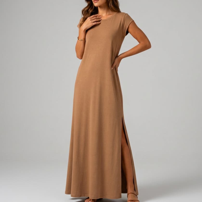Vestido Feminino Longo 100% Algodão Casual Confortável Cores Variadas Lançamento Promoção
