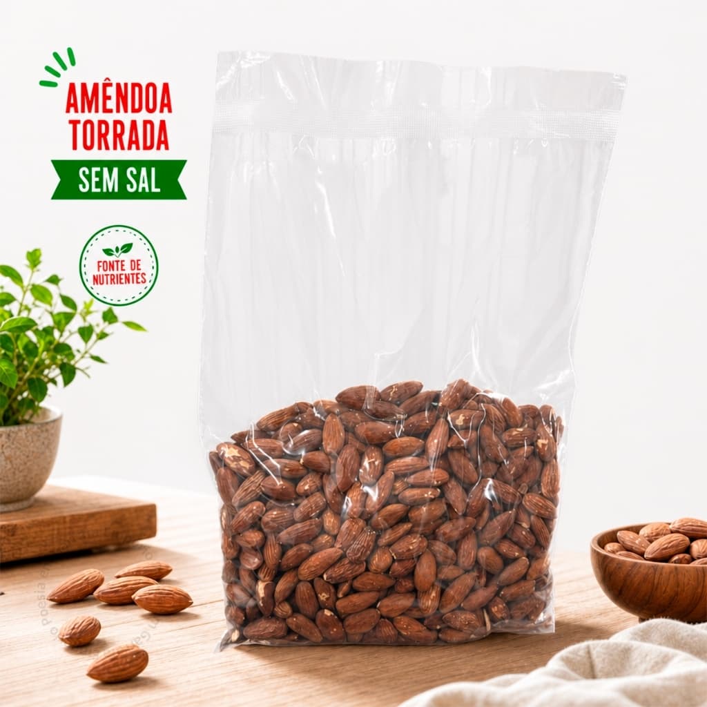 Amêndoa Torrada Premium Sem Sal 1Kg 500g 250g Saudável Natural
