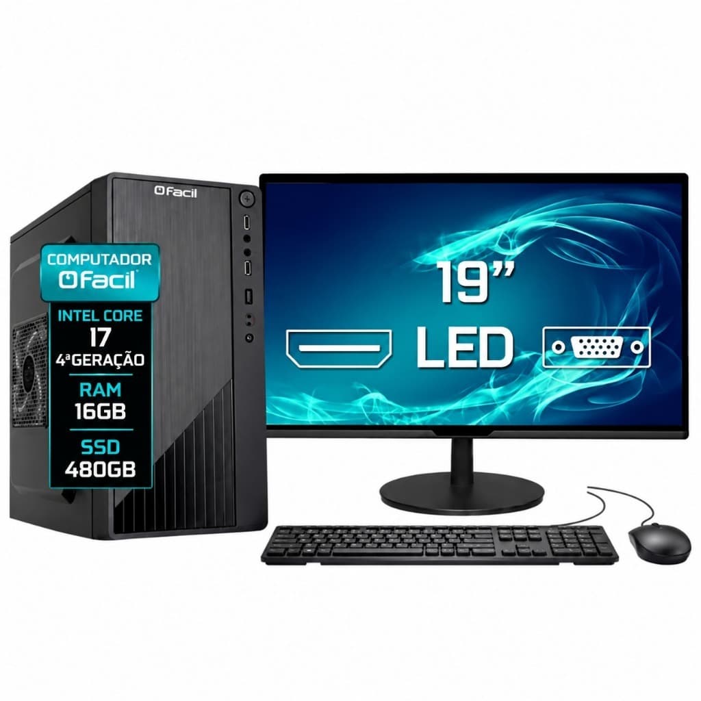 Computador Completo Fácil Intel I7 4ª Geração 16gb Ssd 480gb