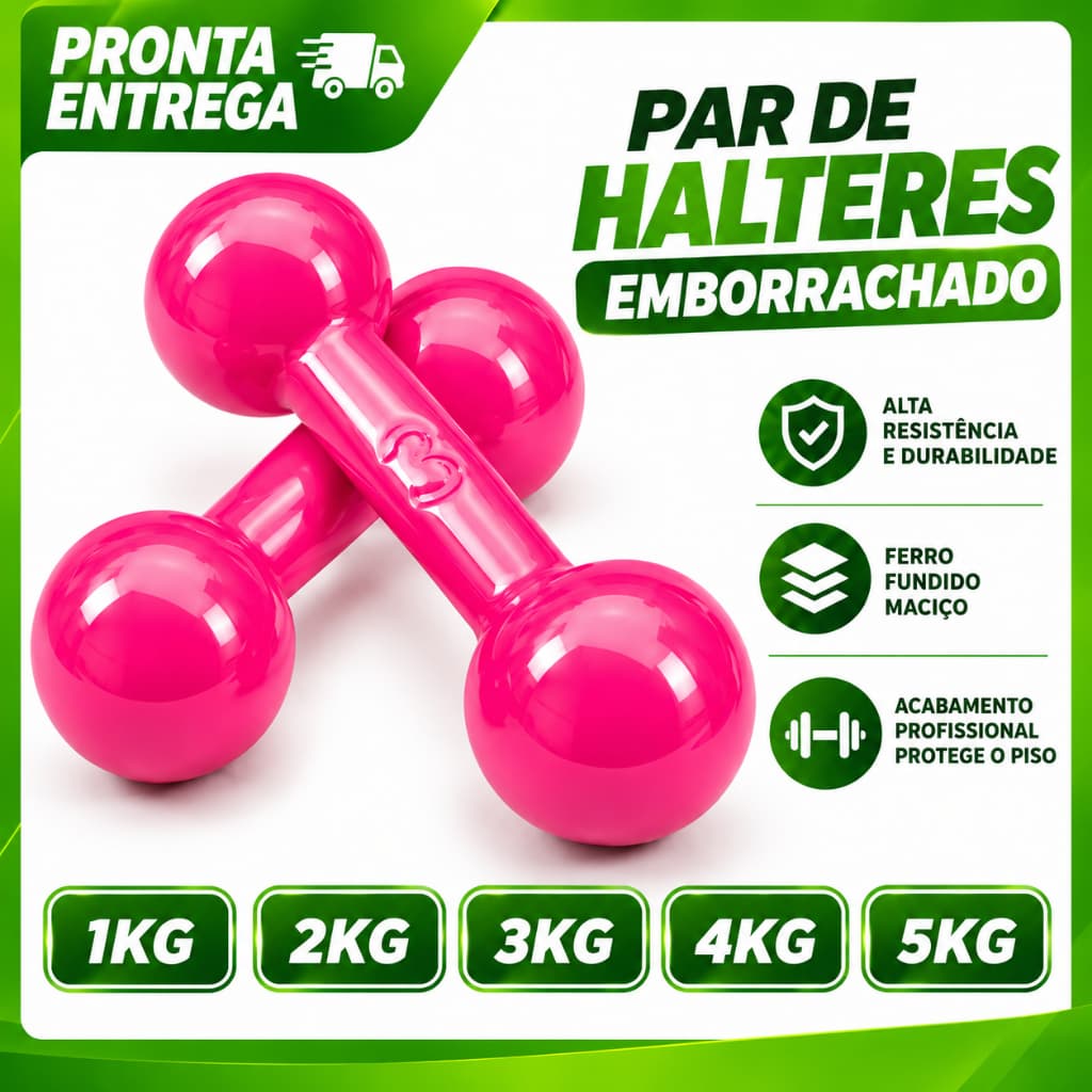 Peso Academia Halter Bola Rosa Emborrachado 1kg a 5kg Funcional Fisioterapia Academia Treino Em Casa ENVIO IMEDIATO