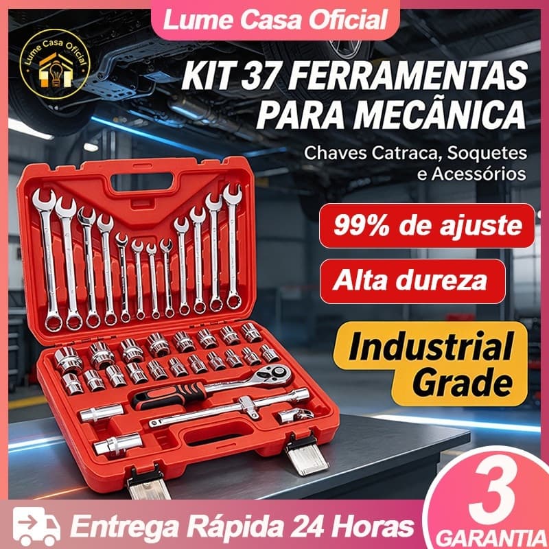 Ferramentas 37 Peças Profissional Jogo Chave Combinada Soquetes E Catraca Grande