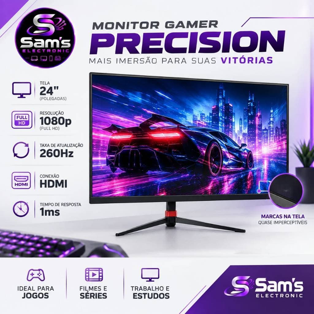 Monitor Gamer Precision 24" Full HD 260Hz 1ms HDMI SEMI NOVO