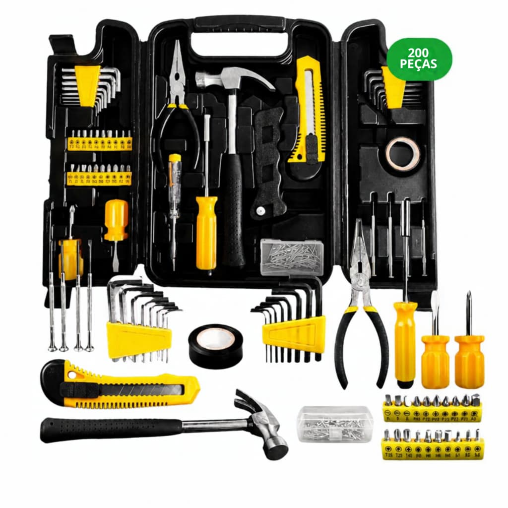 Maleta de Ferramentas 200 Peças STARTOOLS Aço Carbônico Kit Completo para Reparos Casa e Oficina
