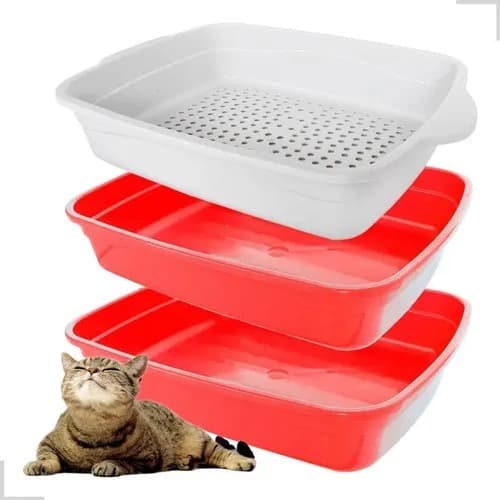 Caixa de Areia Furba Para Gatos Banheira Com Peneira Bandeja Sanitária Pet Fácil Limpeza Higiene
