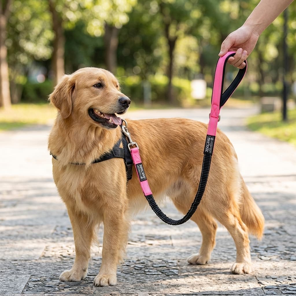 Guia Flexível para Pets em Lona Neoprene Zooland Guia Refletiva para Cachorro Gato até 30kg 1,25m Esticada - Pet and Fun