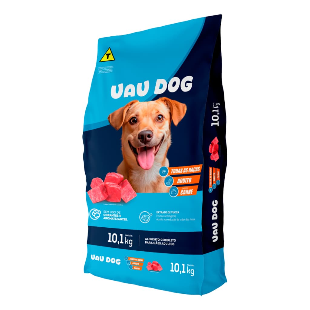 Ração Uau Dog para Cachorro Cães Adulto 18% de Proteína Sabor Carne Todas as Raças 10kg