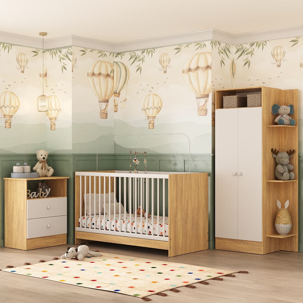 Jogo De Quarto Infantil Trevalla Móveis Pom Pom 3 Peças