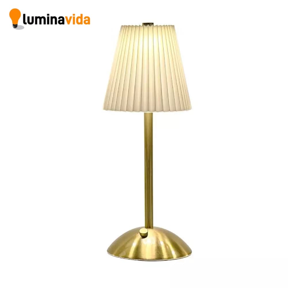 Abajur de Mesa LED Recarregável USB Touch 3 Tons de Luz Luminária Decorativa Moderna Dourada