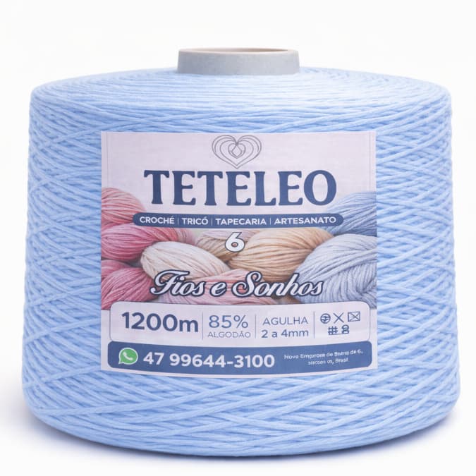 Barbante Antialergico Sem Poeira 1200 Metros Para Crochê Teteleo  Fio Número 6 Colorido N.º 6  Tricô