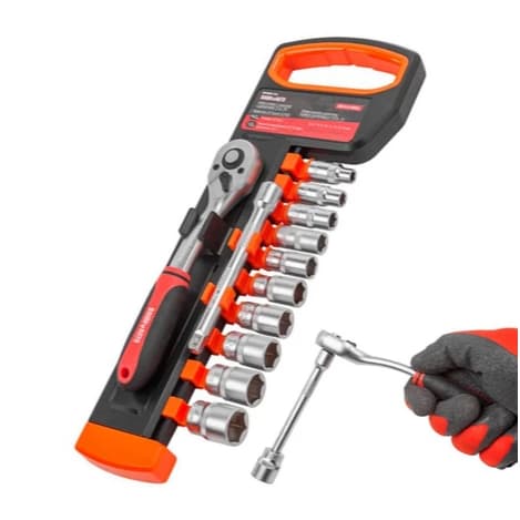 KIT Chave Catraca 1/2 Jogo Soquete 8 A 24mm 12 Peças Reversível Com Extensão RESISTENTE
