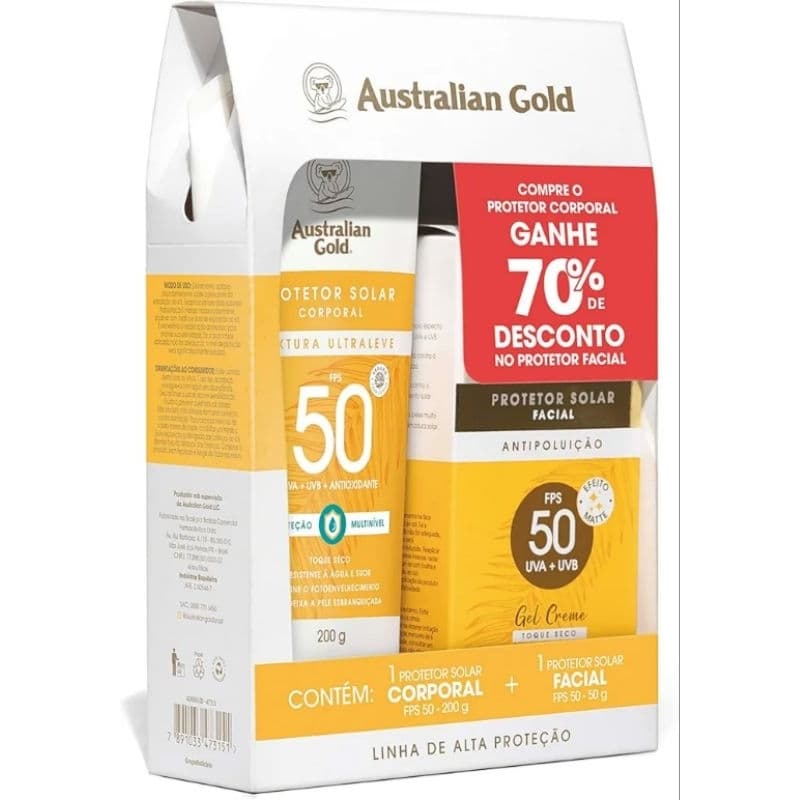 kit protetor solar autralian gols - Protetor facial e protetor corporal