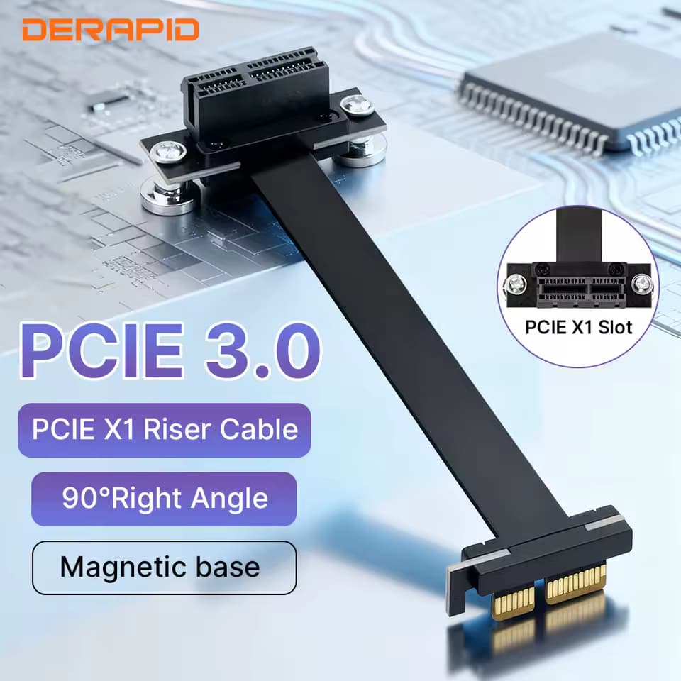 Cabo Riser PCIe x1 90° PCI Express 3.0 8Gbps Extensor GPU Placa Rede 10cm