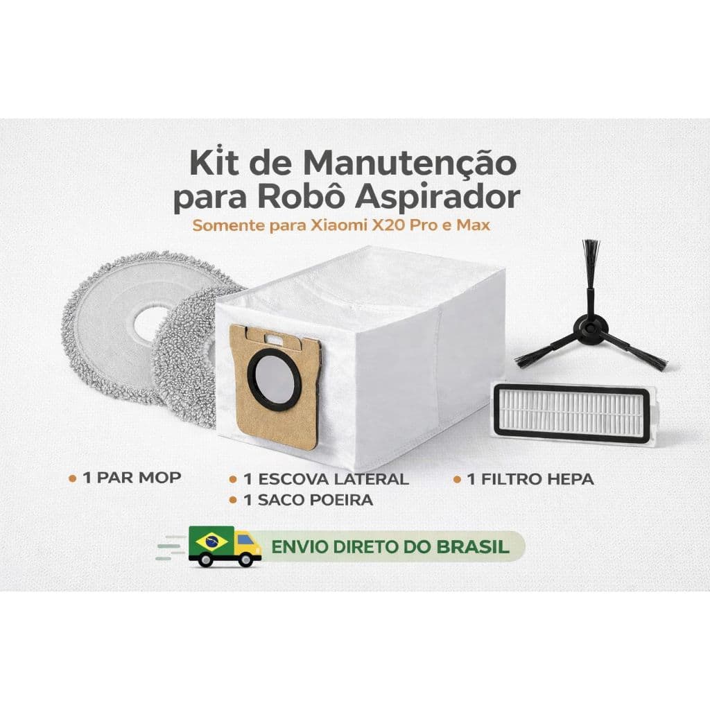 x20 Pro x20 max e vacuum 5 Kit acessórios para Xiaomi | Mop + Saco Poeira + escova lateral + filtro hepa