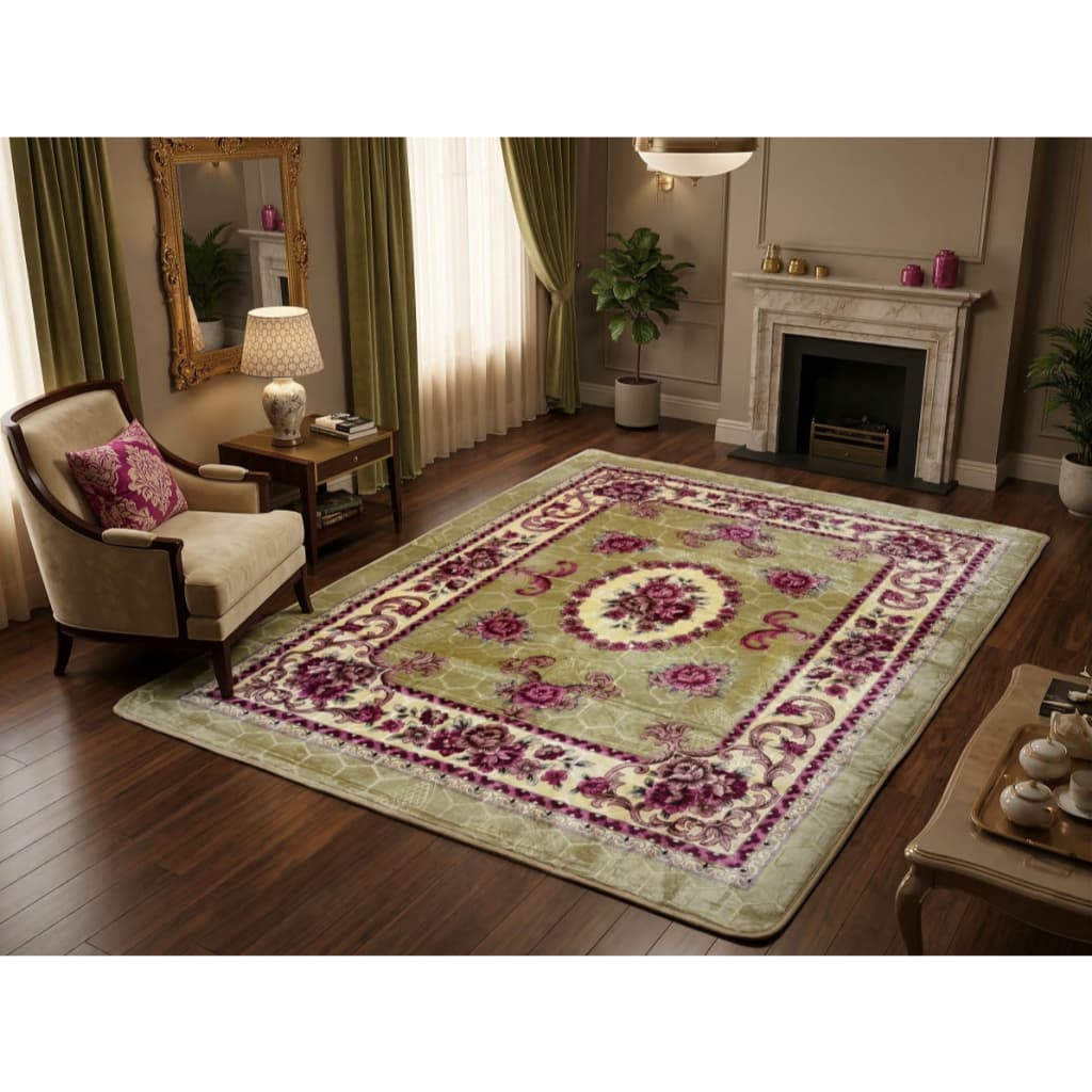 Tapete Sala Floral 1,95x2,40 Mt Antiderrapante Ins Flannel Maior Estampado