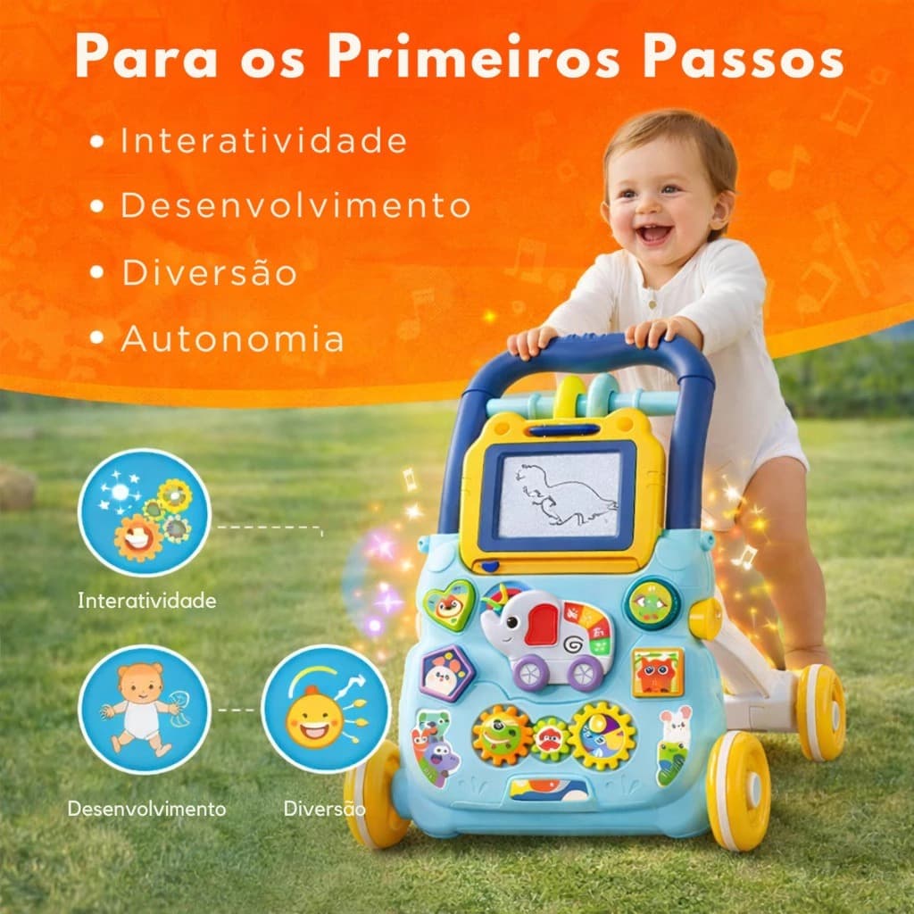 Andador Infantil Educativo Musical Atividades Interativas Desenvolvimento Motor Segurança Bebes