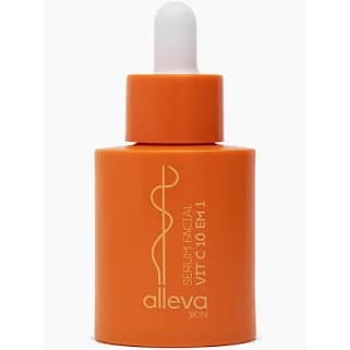Sérum Facial Vitamina C 10 em 1 Alleva Clareador Anti-Idade Ácido Hialurônico Manchas e Linhas 30ml