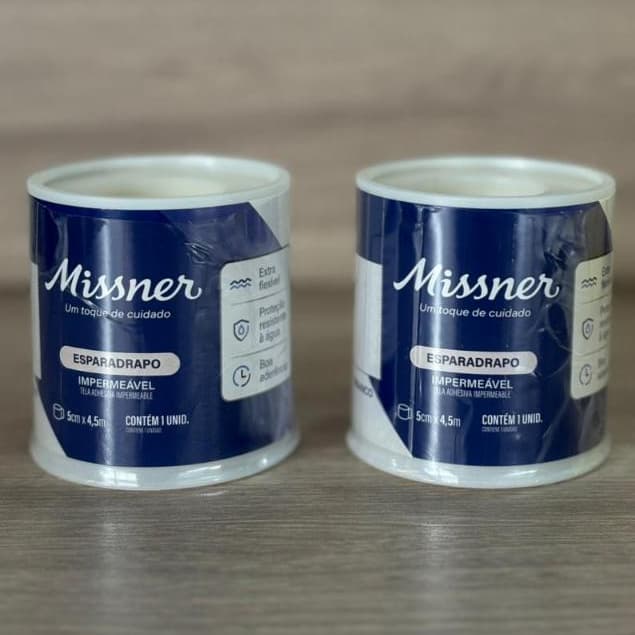 KIT C/2 und de Esparadrapo Impermeável Branco 5cm x 4,5m – Missner