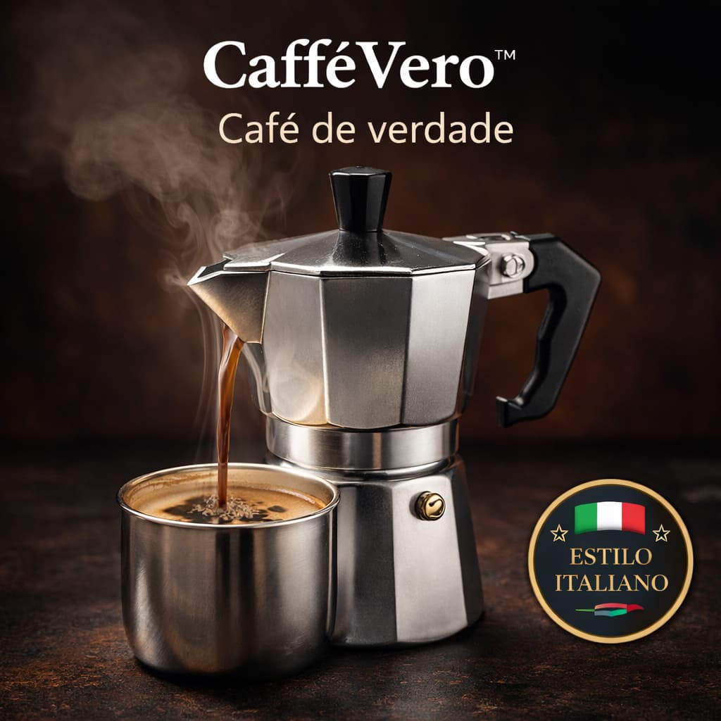 CafféVero™ Cafeteira Italiana Inox 3 Xícaras Café Expresso Forte Tradicional Portátil Resistente