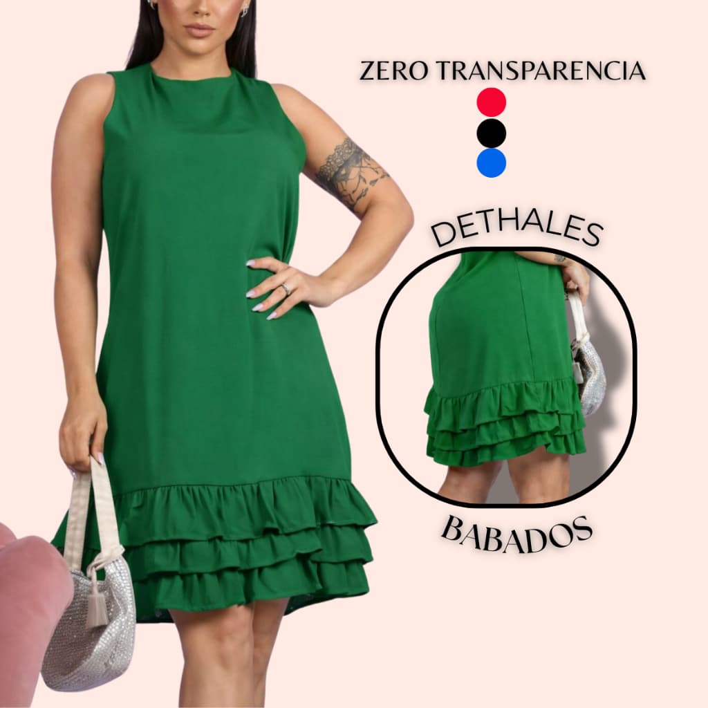 VESTIDO FEMININA BABADO  ALÇA LARGA COM  CASUAL E EVANGELICO ELEGANTE PARA MULHERES