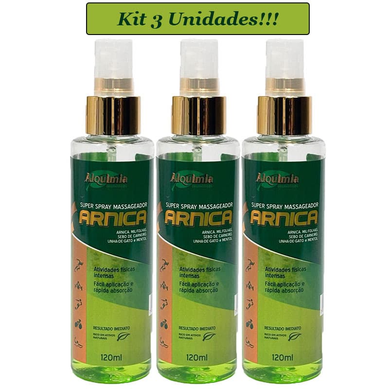 Kit 3 Unidades: Super Spray Massageador Arnica 150mL Alquimia Cosméticos