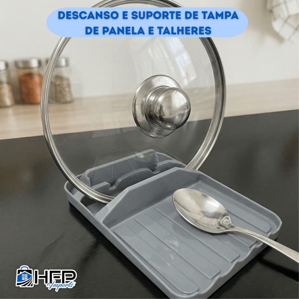 Suporte e Descanso de Colher e Tampa de Panela Multiuso Organizador Cozinha